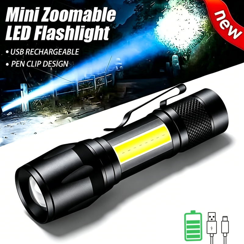 Outdoor Lighting Black - Mini lampe torche LED COB+XPE, torche