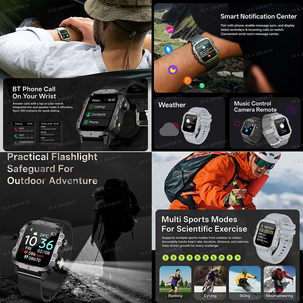 Montre intelligente militaire  - Outdoor Lighting Track avis et prix